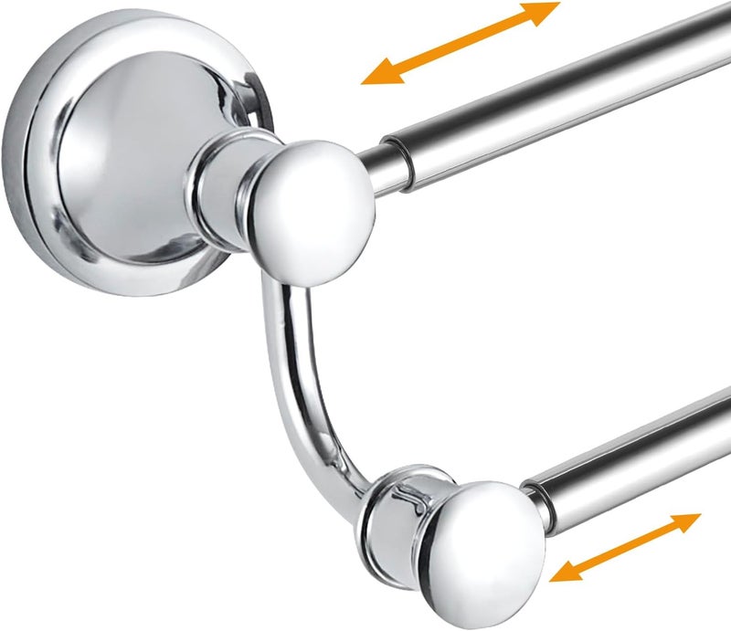 Hoimpro Adjustable Retractable 15-27 Inches Stainless Steel Bathroom Towel Bar, Bathroom Accessories Bath Hotel Double Towel Bar Rod Hanger Wall Mounted Towel Holder Towel Rack, Polished Chrome - Image 1